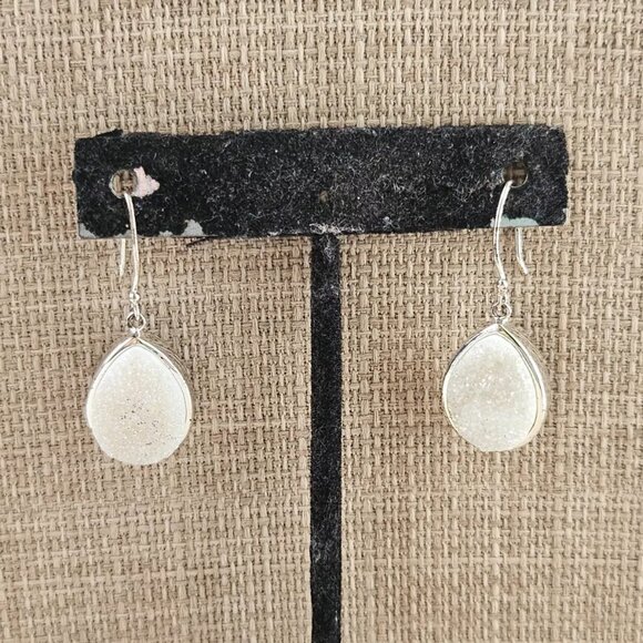 Women Earrings Fashion Earrings Pure Silver Plated Drusy Quartz Ear Jewelry - Picture 3 of 13